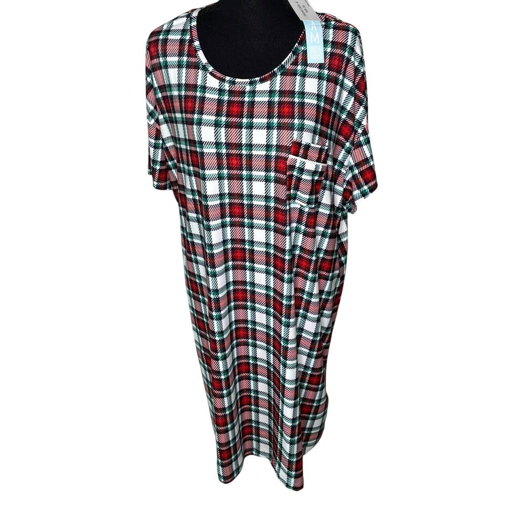LuLaRoe Dream Collection Dream Ciara Nightshirt Plaid Print XL NWT